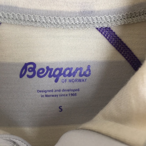 Wool Base Layer Quarter Zip Top Gray White Stripe Women’s S Bergans of Norway - Picture 6 of 12